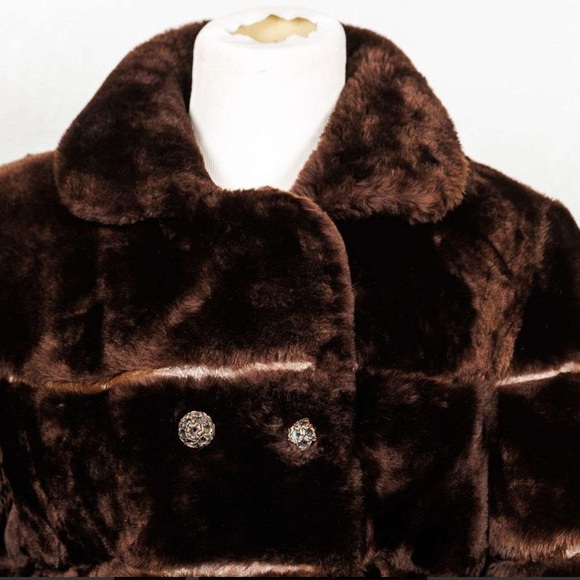 Vintage Mouton Lamb Fur Brown Coat - Picture 2 of 5